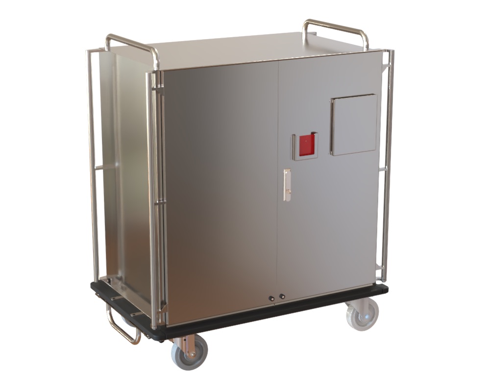 Transport Trolley-TW-6STU, SS304, 6xWire Shelves(removeable), 2xLockable Door, 4xBumpers, 920x720x1330mm