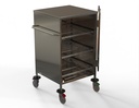 Case Cart-TW, SS304, 4xAdjustable Shelf(3PullOut-Mesh/Solid Base), Push Handle (LHS), 650x650x1200mm(plus Handle)