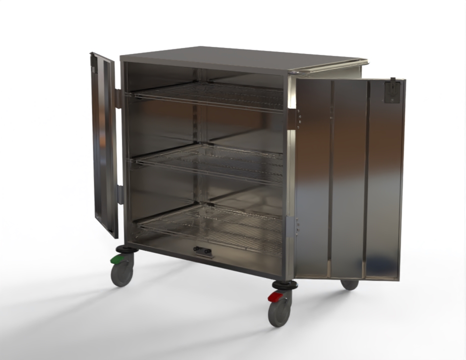 Case Cart-TW-9STU, SS304, 3 x Adjustable Shelf(Removable), 1050 (1200) x 650 x 1200mm(plus Handle)