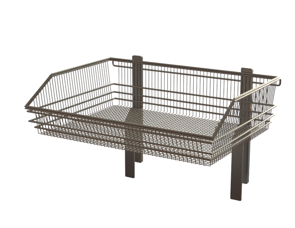 Splashback Mounted Basket Rack – 2 x Splashback Mounts, 1 x Stainless Steel Basket (410mm x 300mm x 105mm / 16.1" x 11.8" x 4.1")