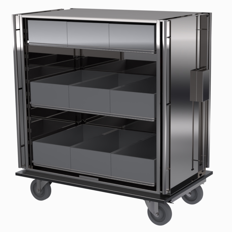 Transport Trolley-9STU, SS304, 3 Wire Shelves-Adjustable, 1165x725xx1301mm