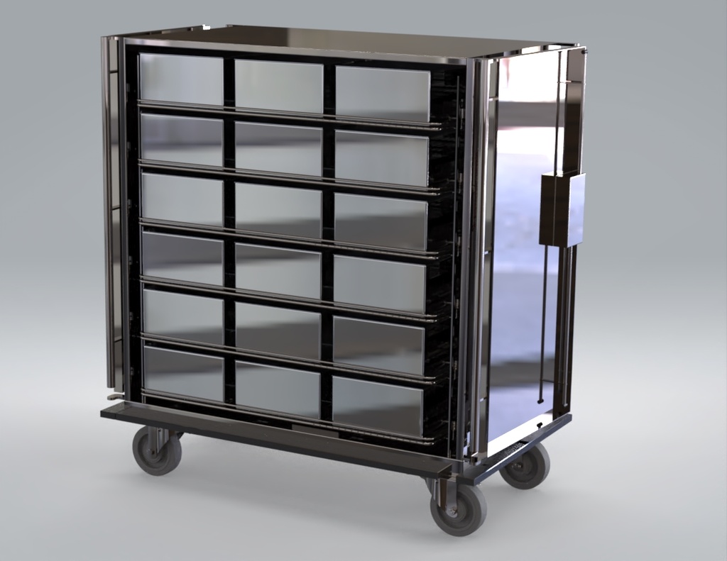 Transport Trolley – TW-9STU, Lockable, 3 Adjustable Shelves, 51" x 28.3"