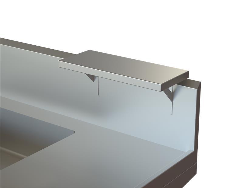 Splashback Shelf – Hook Mounted, Stainless Steel, 19.7" x 7.9" (500 x 200 mm)