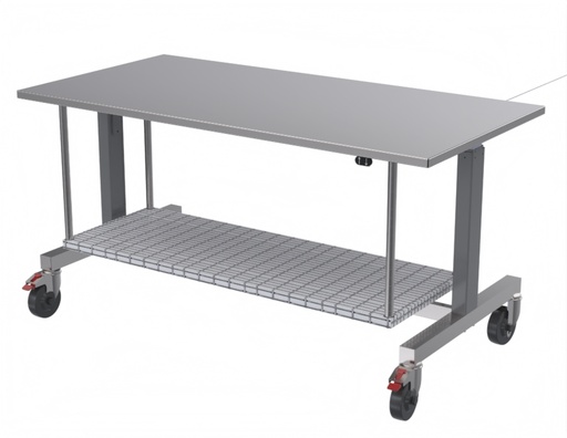 [US-660.1] Height Adjustable Table – Electric, Mesh Shelf, 1500mm x 750mm (59" x 29.5")