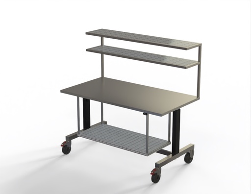 [US-661.11] Height Adjustable Table – Electric, Triple Shelf System, 78" x 29.5"