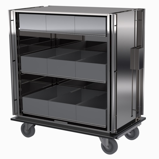 [US-397.333] Transport Trolley-9STU, SS304, 3 Wire Shelves-Adjustable, 1165x725xx1301mm